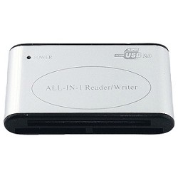 Card Reader, адаптер Orient USB 2.0 Card Reader W Mini ALL in one ext. серебристый
